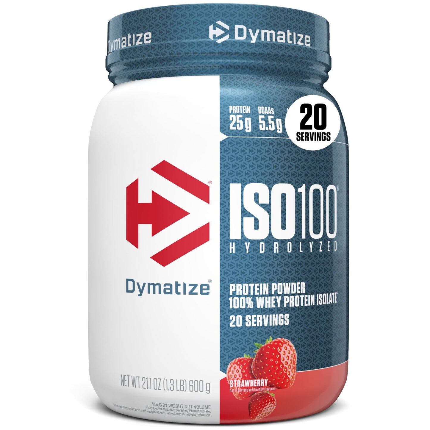 Dymatize ISO100 Whey Protein Powder Isolate, Strawberry, 25g of Protein, 5.5g BCAAs, Less Than 120 Cal., Gluten Free, - dailyvitalstore