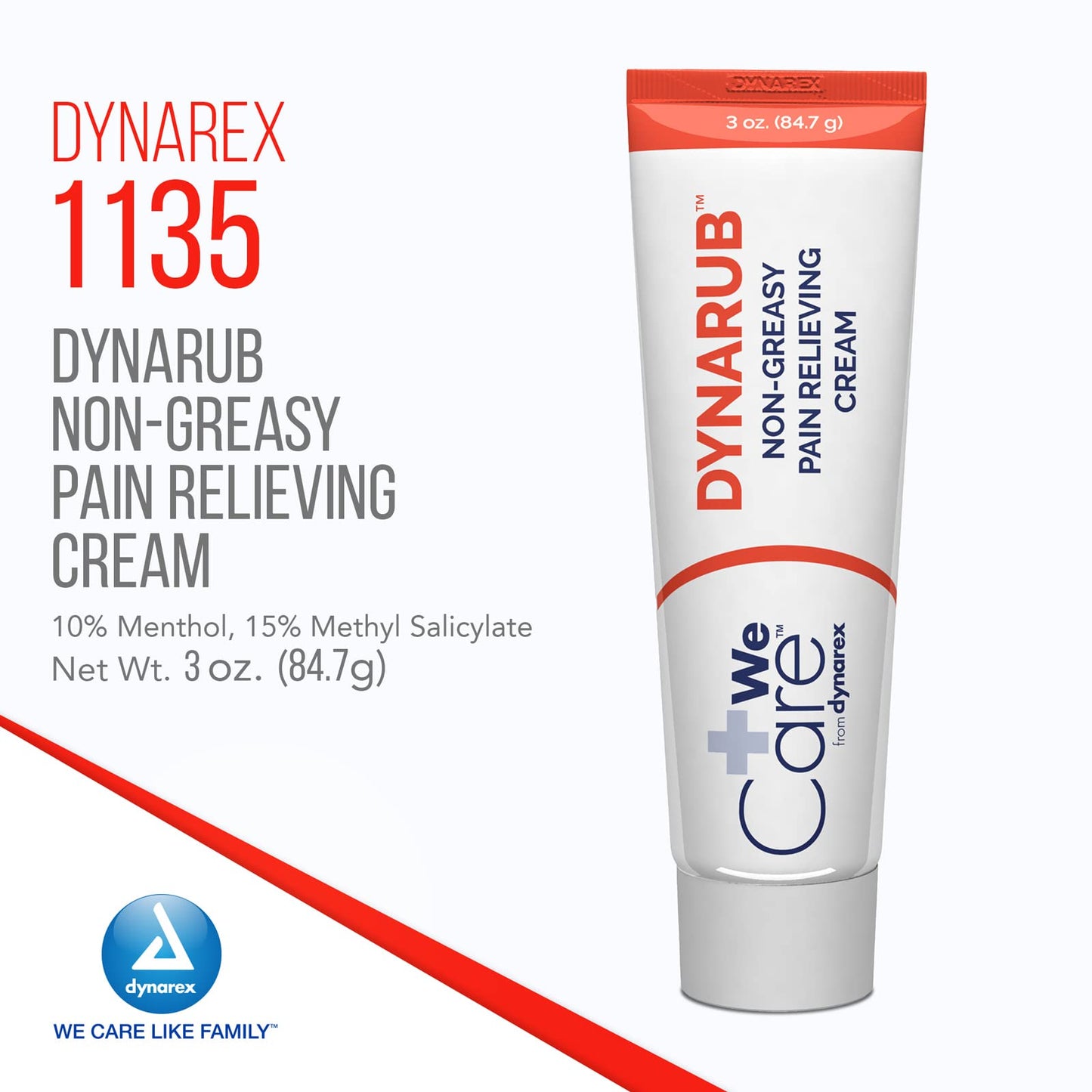 Dynarex DynaRub Cream - Mentholated Topical Muscle Pain Relief Cream - 10% Menthol, 15% Methyl Salicylate - Helps Soothe Joint Swelling & Soreness - Cooling, Non-Greasy Formula - 3oz, 1 Tube - dailyvitalstore