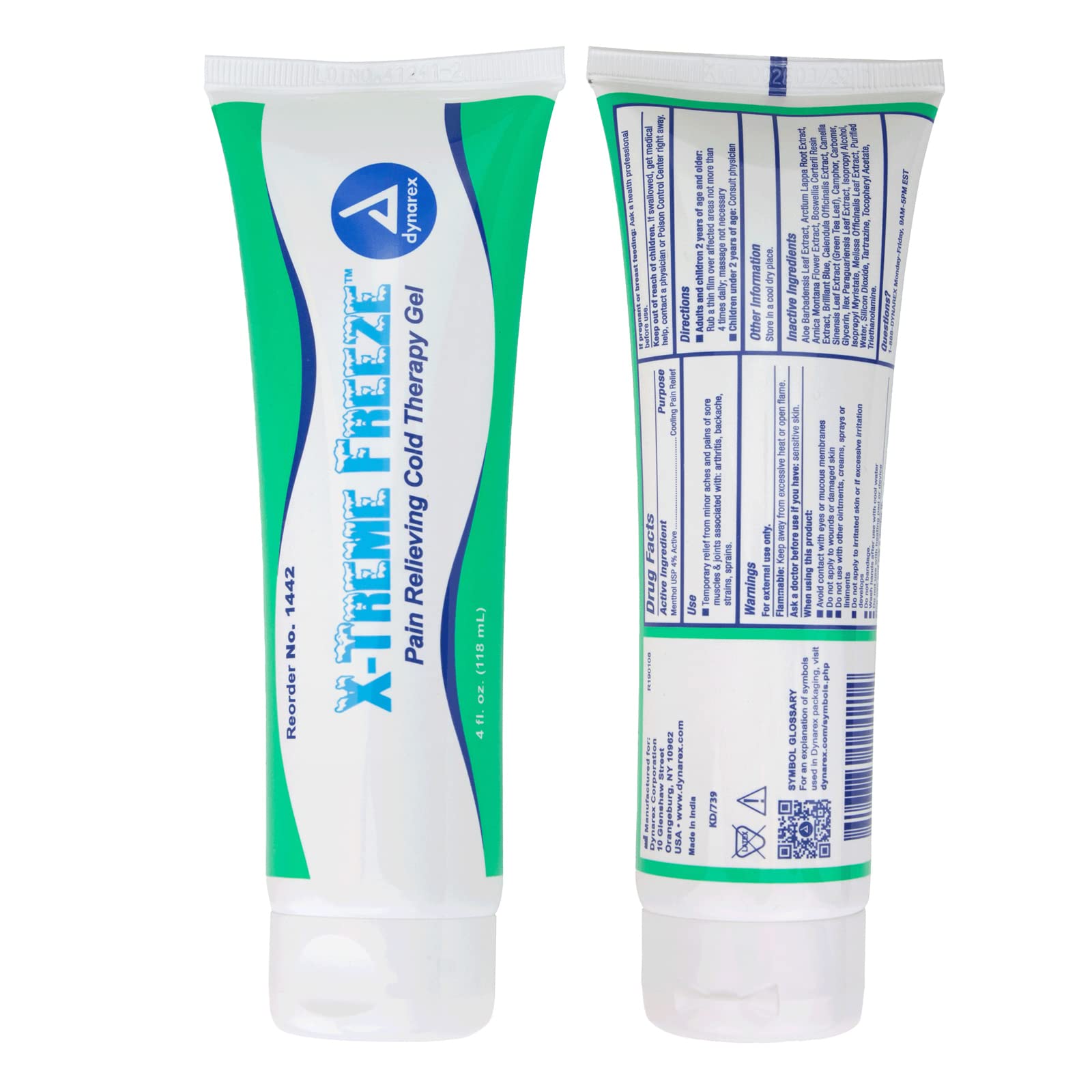 Dynarex X-treme Freeze Pain Relieving Cold Therapy Gel 4oz. Tube 1442 - dailyvitalstore