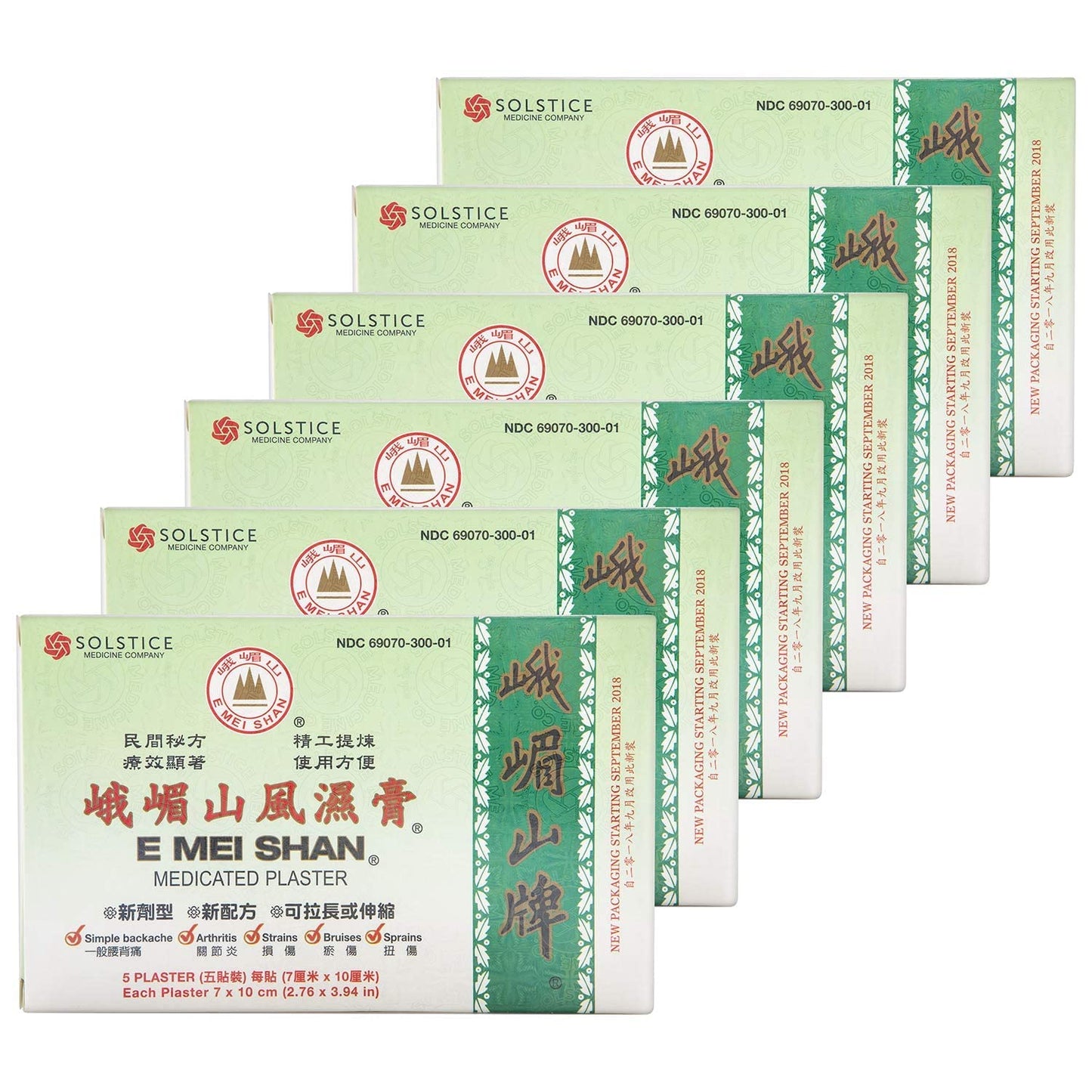 E Mei Shan Medicated Plaster (Jako Kototsu) (5 plasters per Box) (6 Boxes) (Solstice) - dailyvitalstore
