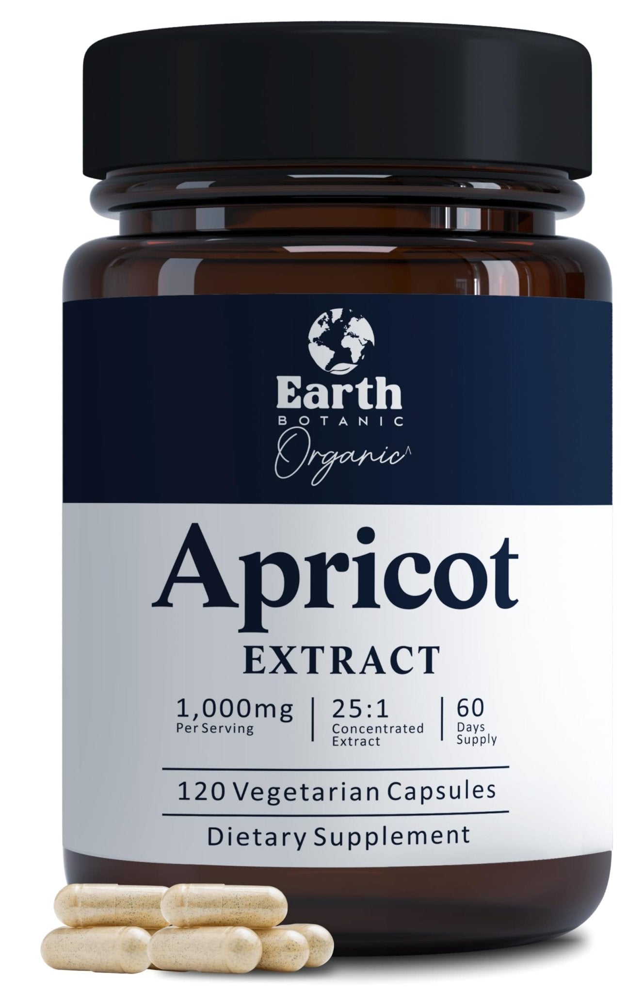 Earth BOTANIC Organic Apricot Extract, 1000 mg 120 Veggie Capsules (Vegan, Non-GMO) Herbal Supplements - dailyvitalstore