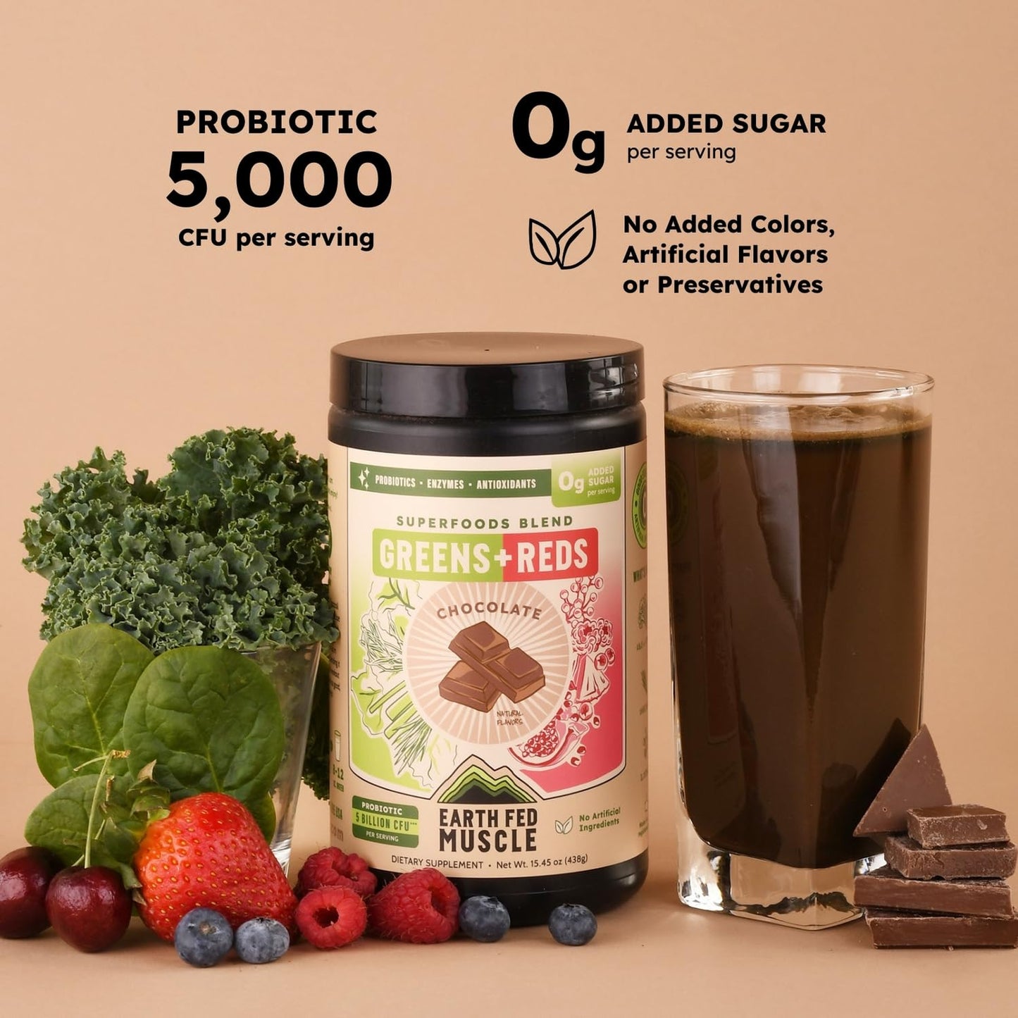 Earth Fed Muscle Chocolate Greens & Reds Superfood Blend - dailyvitalstore