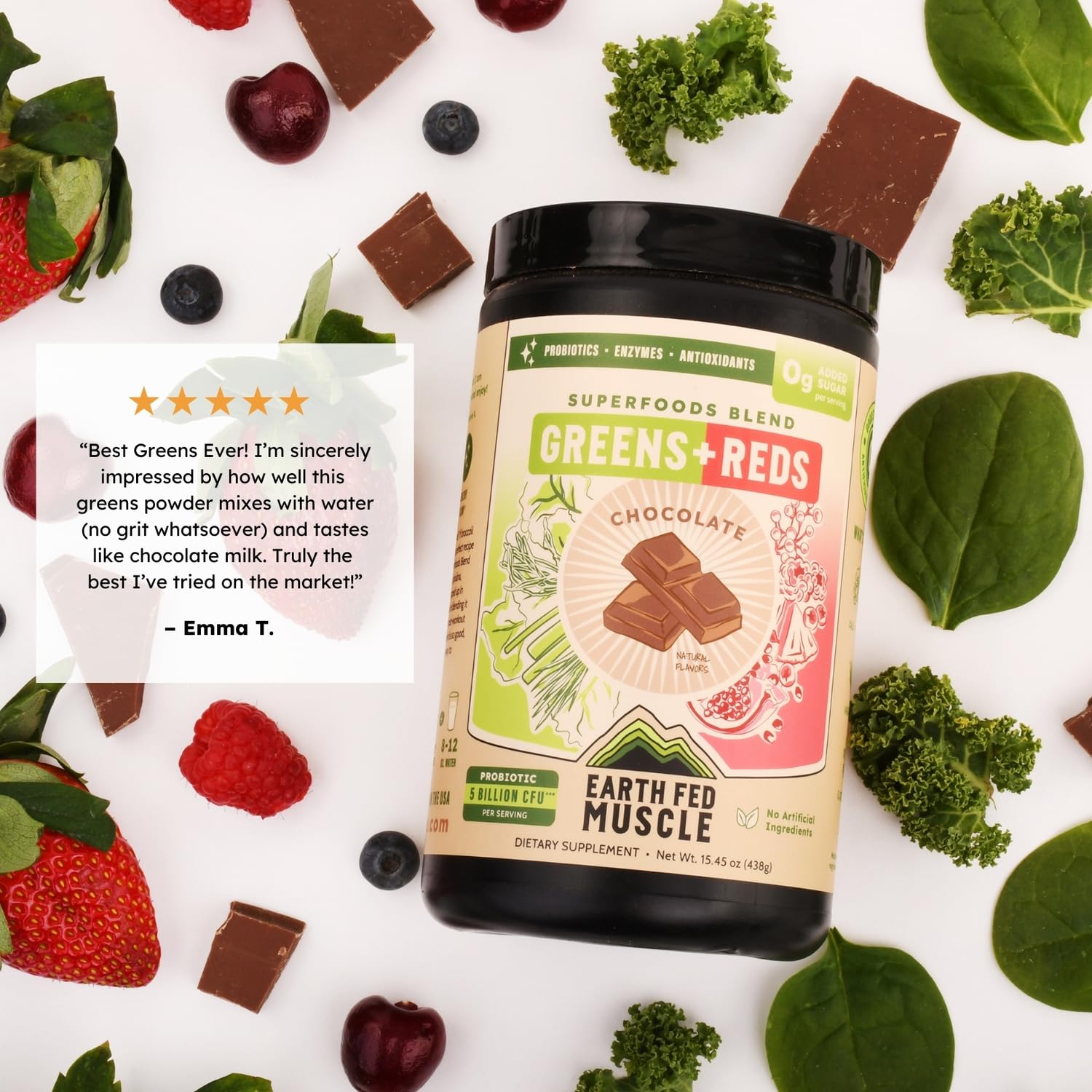 Earth Fed Muscle Chocolate Greens & Reds Superfood Blend - dailyvitalstore