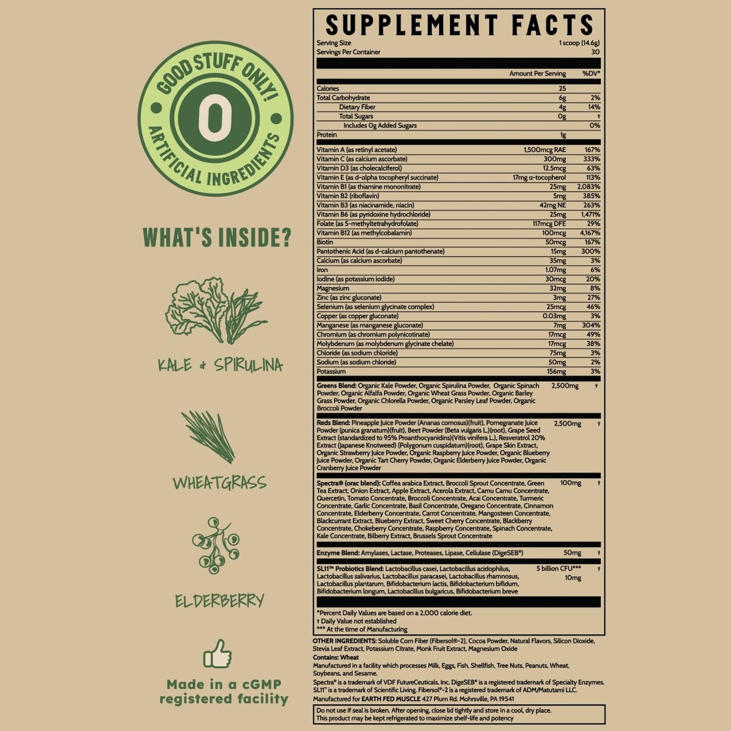 Earth Fed Muscle Chocolate Greens & Reds Superfood Blend - dailyvitalstore