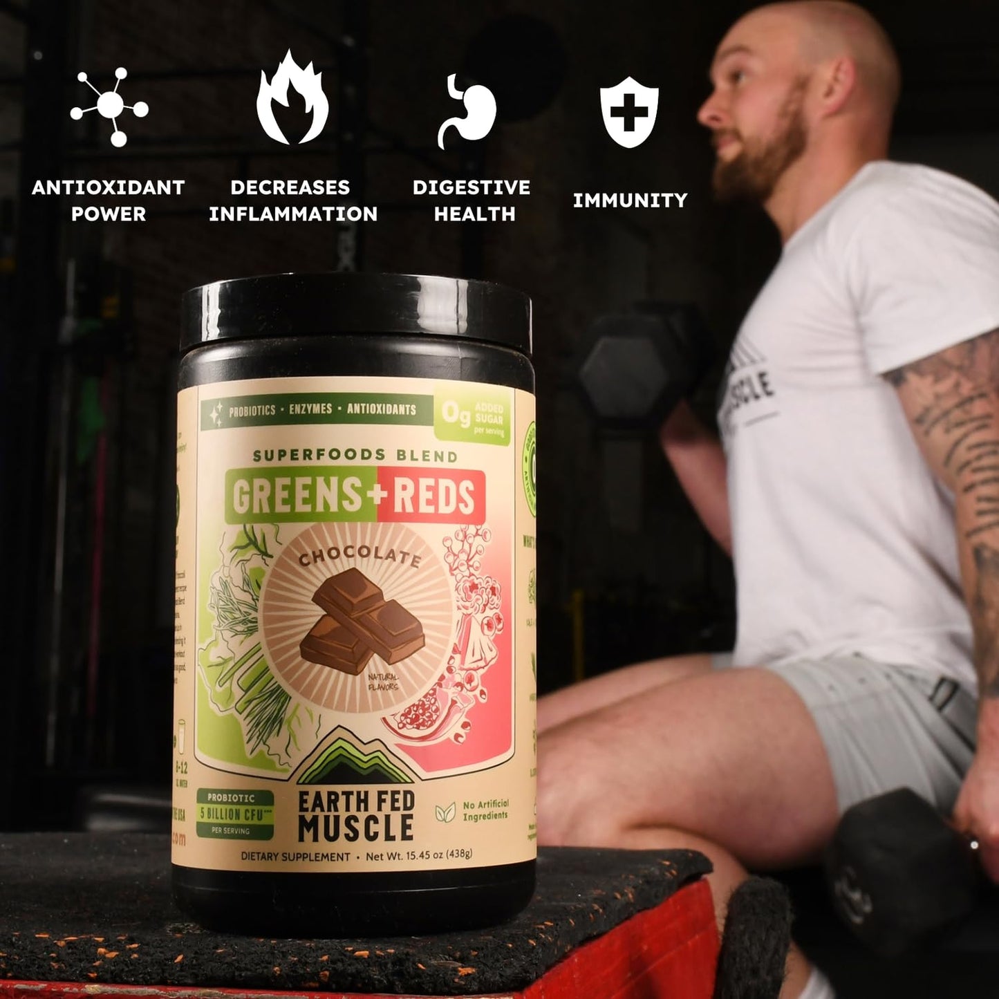Earth Fed Muscle Chocolate Greens & Reds Superfood Blend - dailyvitalstore