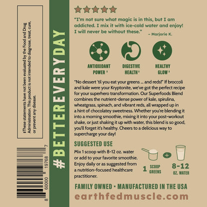 Earth Fed Muscle Chocolate Greens & Reds Superfood Blend - dailyvitalstore