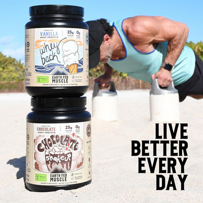 Earth Fed Muscle Whey Back Irish Grass Fed Whey Protein Isolate, Third-Party Certified. 25g Protein, Vanilla - Non-GMO, Hormone Free, Soy Free, Gluten Free - 2 LB, 29 Servings - dailyvitalstore