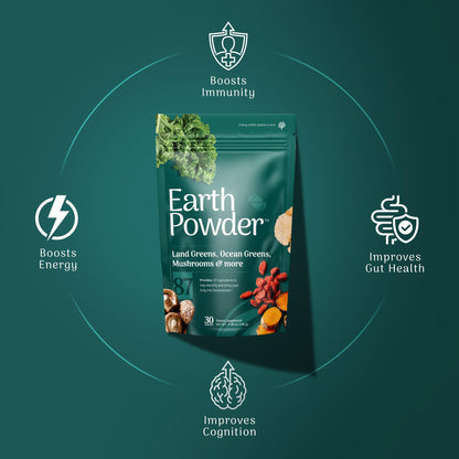 Earth Powder Daily Foundational Nutrition Supplement with 28 Greens & 10 Mushrooms | 87 Nutrients for Energy, Gut Health & Mental Clarity - dailyvitalstore
