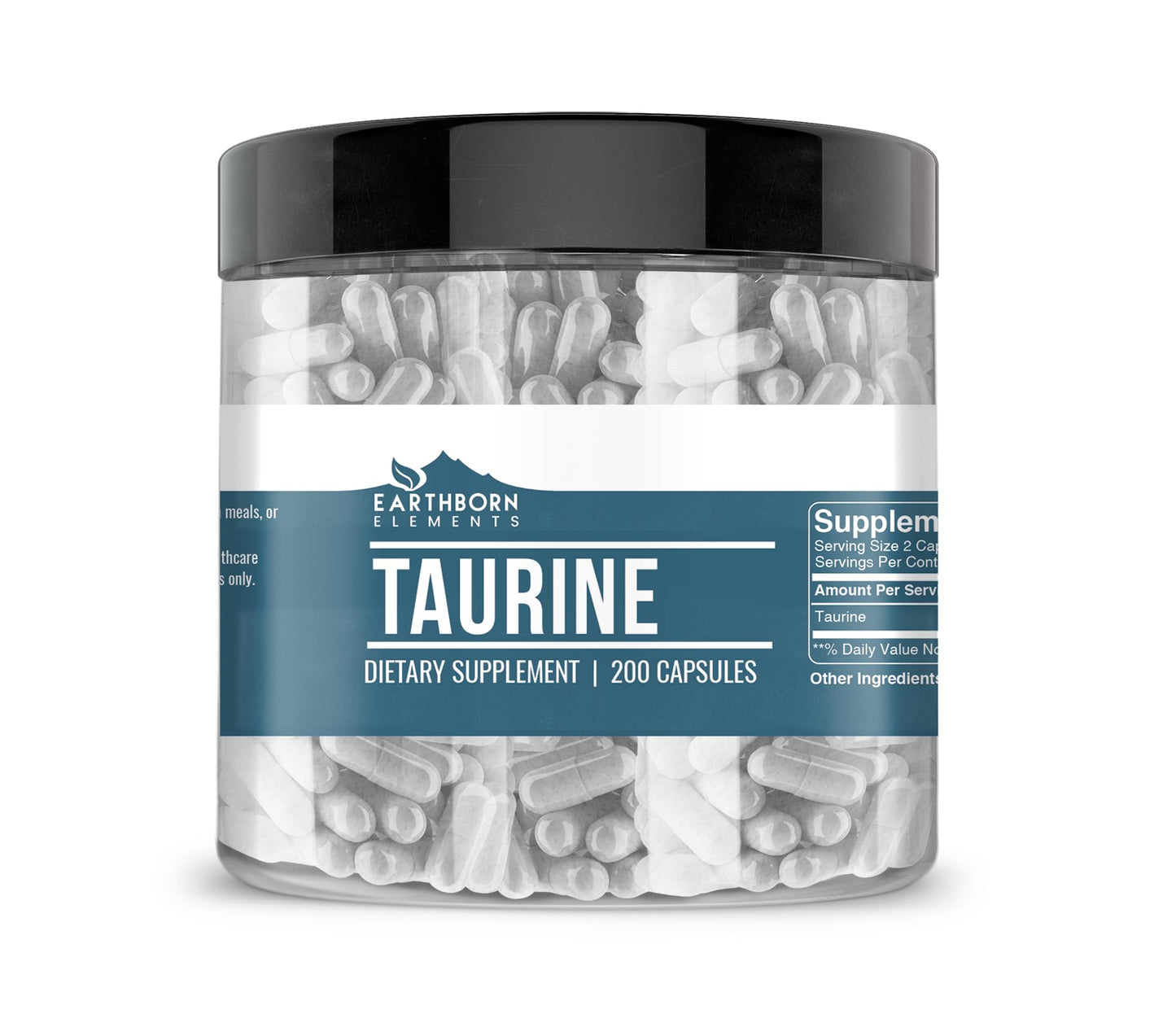 Earthborn Elements Taurine, 200 Capsules, Pure & Undiluted, No Additives - dailyvitalstore