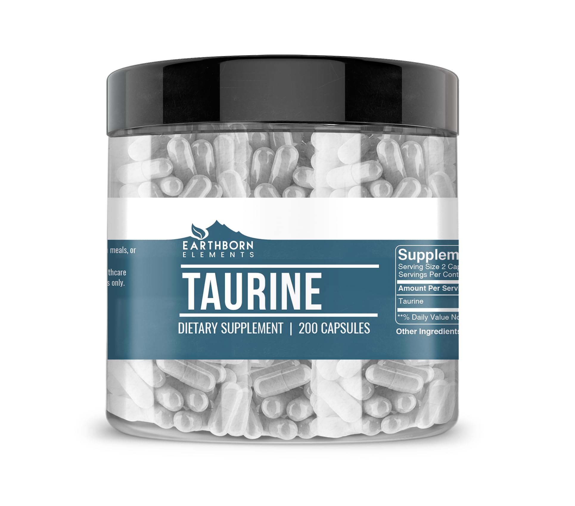 Earthborn Elements Taurine, 200 Capsules, Pure & Undiluted, No Additives - dailyvitalstore