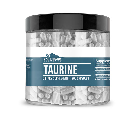 Earthborn Elements Taurine, 200 Capsules, Pure & Undiluted, No Additives - dailyvitalstore