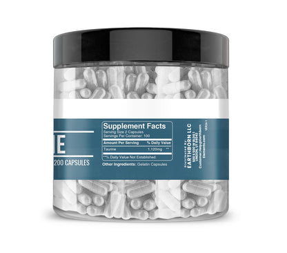 Earthborn Elements Taurine, 200 Capsules, Pure & Undiluted, No Additives - dailyvitalstore