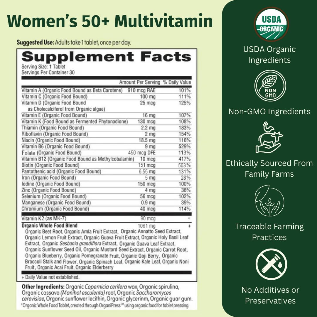 EarthFirst Organic Women's & Men's 50+ Once Daily Multi Bundle,19 Vitamins from Herbs & Superfoods, 30 Count - dailyvitalstore