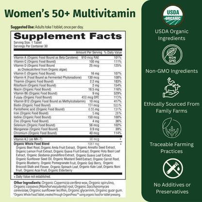 EarthFirst Organic Women's & Men's 50+ Once Daily Multi Bundle,19 Vitamins from Herbs & Superfoods, 30 Count - dailyvitalstore