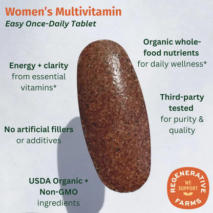 EarthFirst Organic Women’s Multi Once Daily, Women's Multivitamin, Iron, Vitamin B12 & More, 19 Vitamins from Herbs & Superfoods, 30 Count - dailyvitalstore