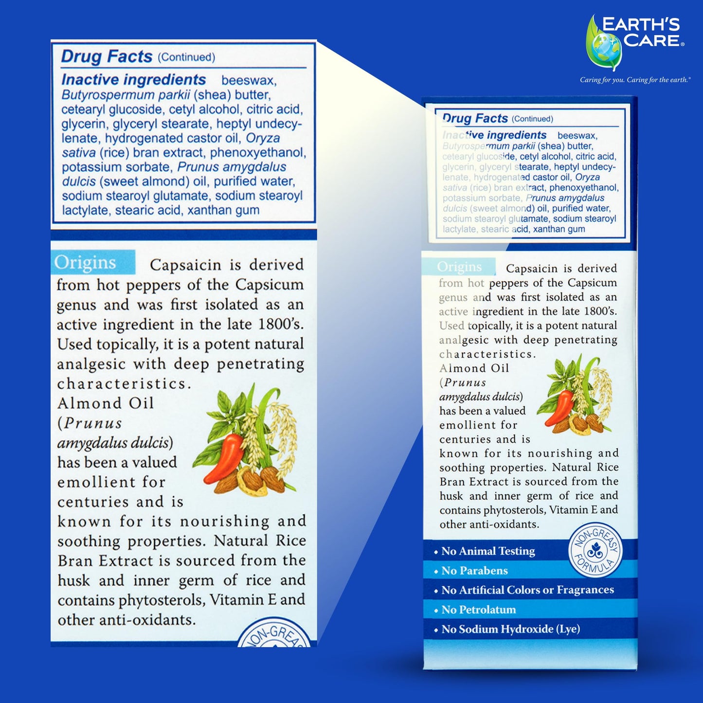 Earth's Care Arthritis Cream - Joint Cream with Natural Capsaicin - Topical Analgesic 2.4 OZ (Pack of 2) - dailyvitalstore