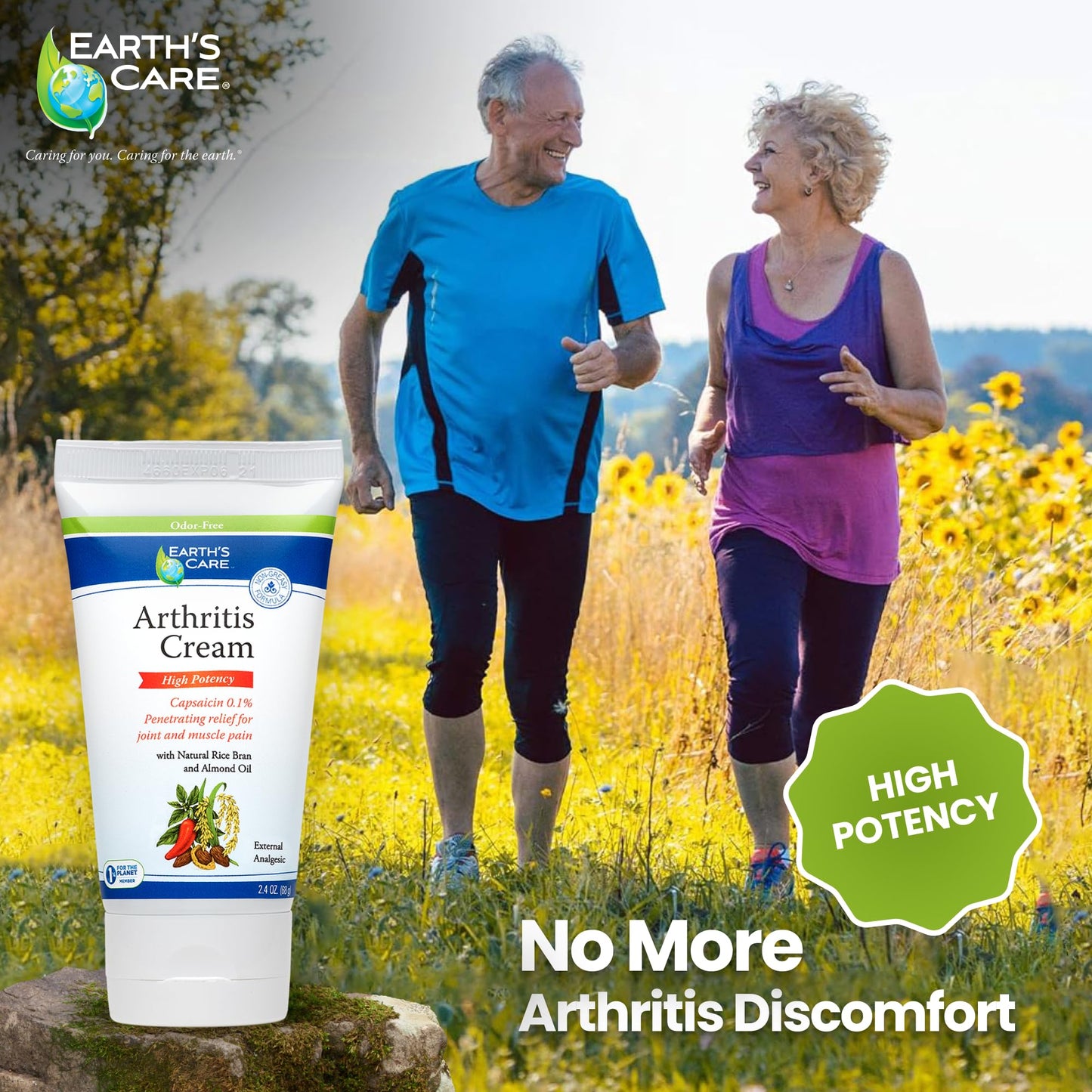 Earth's Care Arthritis Cream - Joint Cream with Natural Capsaicin - Topical Analgesic 2.4 OZ (Pack of 2) - dailyvitalstore