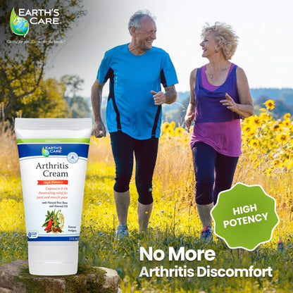 Earth's Care Arthritis Cream - Joint Cream with Natural Capsaicin - Topical Analgesic 2.4 OZ (Pack of 2) - dailyvitalstore