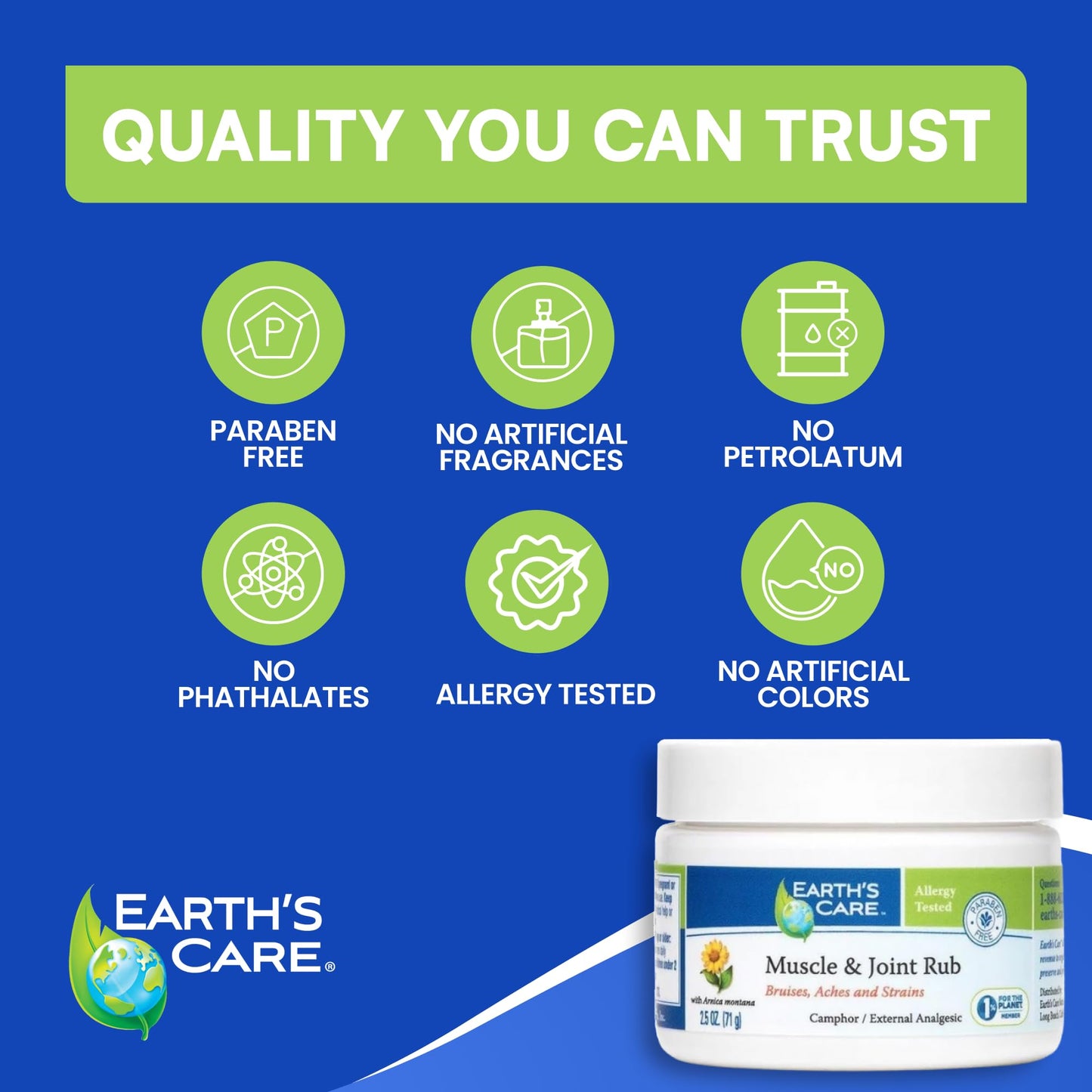Earth's Care Muscle & Joint Rub - for Sore Muscles, Bruises, Aches and Strains - 2.5 OZ. - dailyvitalstore