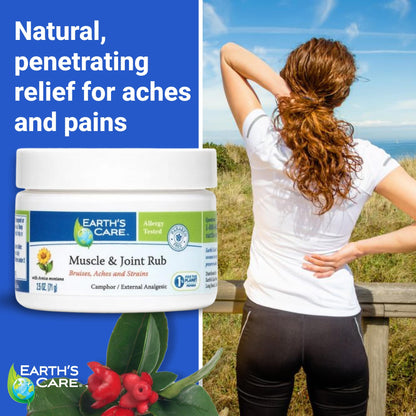 Earth's Care Muscle & Joint Rub - for Sore Muscles, Bruises, Aches and Strains - 2.5 OZ. - dailyvitalstore