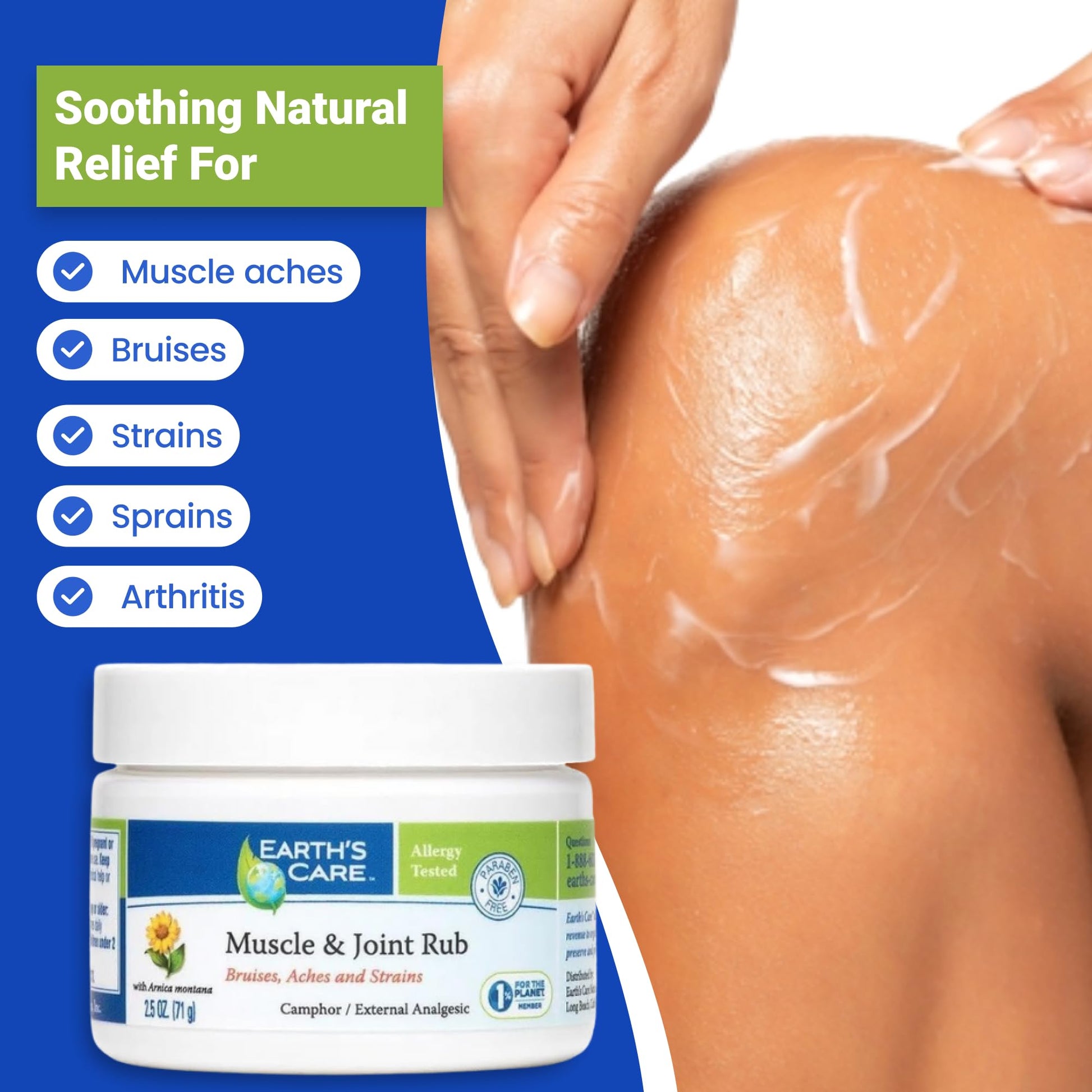 Earth's Care Muscle & Joint Rub - for Sore Muscles, Bruises, Aches and Strains - 2.5 OZ. - dailyvitalstore