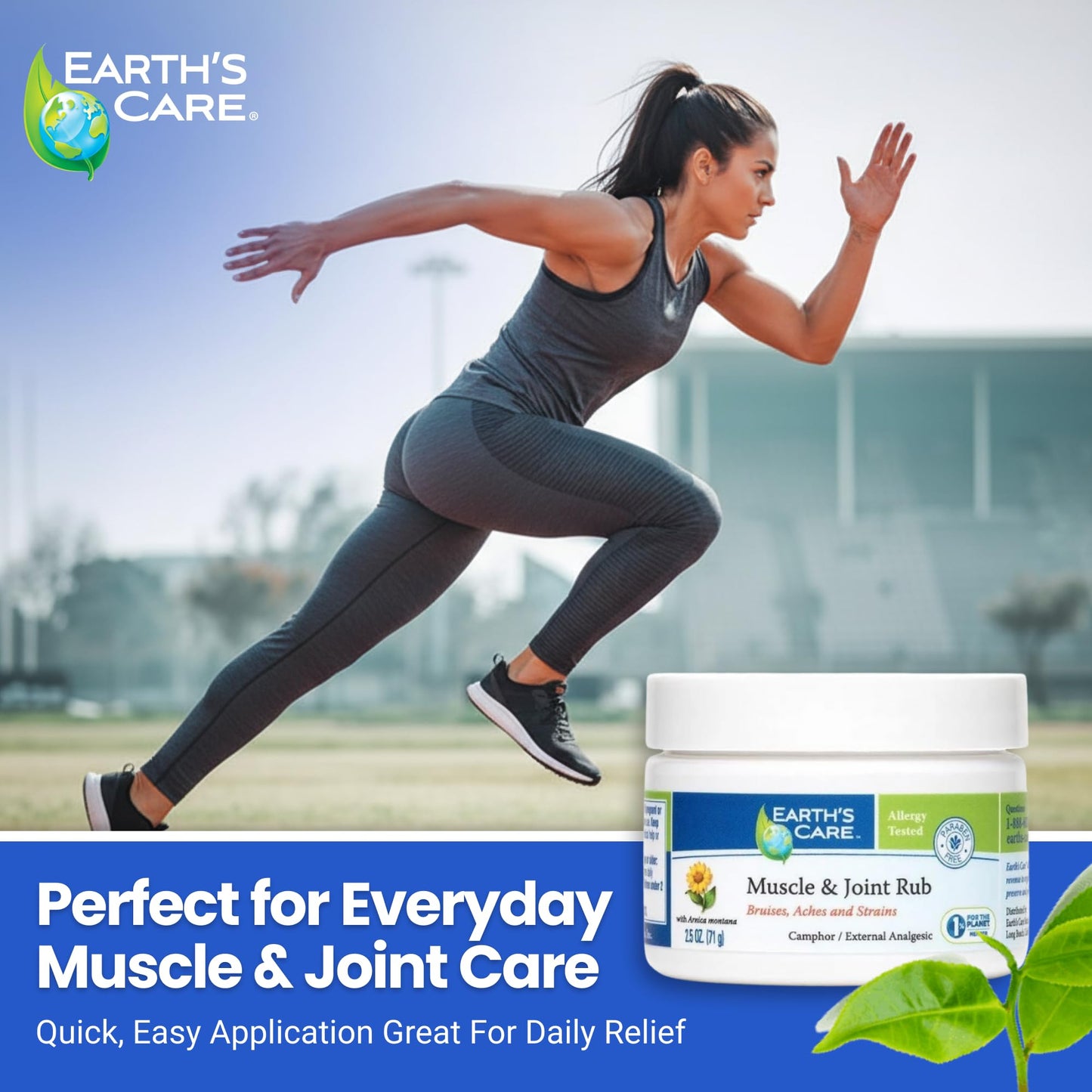 Earth's Care Muscle & Joint Rub - for Sore Muscles, Bruises, Aches and Strains - 2.5 OZ. - dailyvitalstore