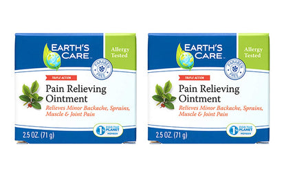 Earth's Care Triple Action Pain Relieving Ointment, No Parabens, Colors or Fragrances, Allergy-Tested 2.5 OZ. (2 Jars) - dailyvitalstore