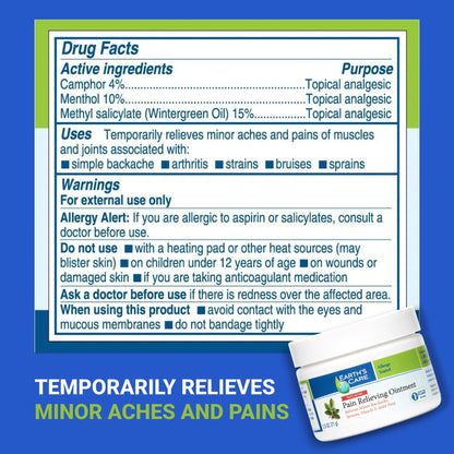 Earth's Care Triple Action Pain Relieving Ointment, No Parabens, Colors or Fragrances, Allergy-Tested 2.5 OZ. (2 Jars) - dailyvitalstore