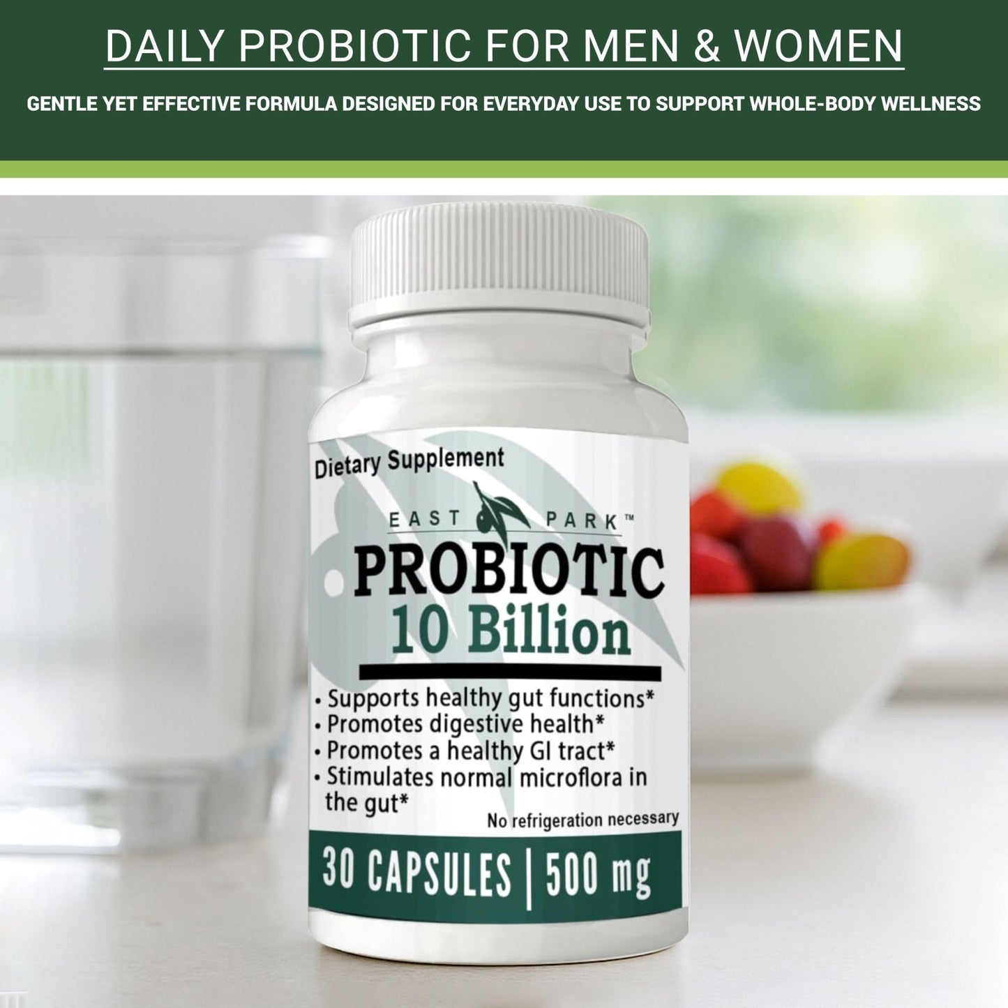 East Park Research d-Lenolate Probiotic Supplement | Probiotic 10 Billion CFUs Supports Gut & Digestive Health | Dietary Supplement Probiotics - dailyvitalstore