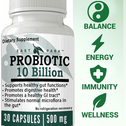 East Park Research d-Lenolate Probiotic Supplement | Probiotic 10 Billion CFUs Supports Gut & Digestive Health | Dietary Supplement Probiotics - dailyvitalstore