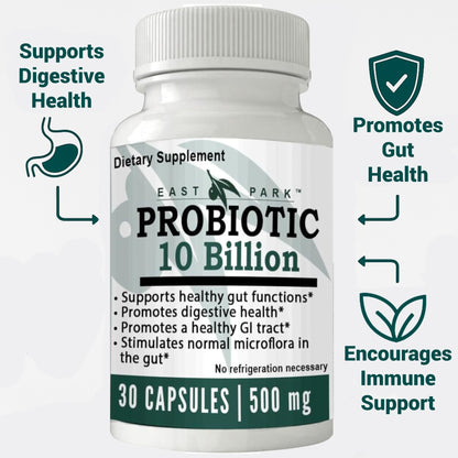 East Park Research d-Lenolate Probiotic Supplement | Probiotic 10 Billion CFUs Supports Gut & Digestive Health | Dietary Supplement Probiotics - dailyvitalstore