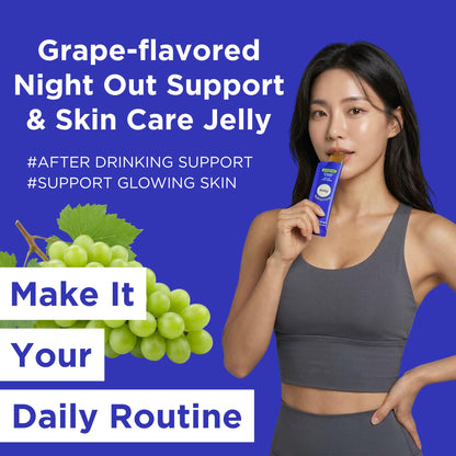 EASY TOMORROW - Natural Energy & Morning Vitality Jelly Stick - Daily Korean Skin Health Supplement & After Drinking Support with DHM & Glutathione - K-Beauty Inspired (White Grape Flavor, 20 Sticks) - dailyvitalstore