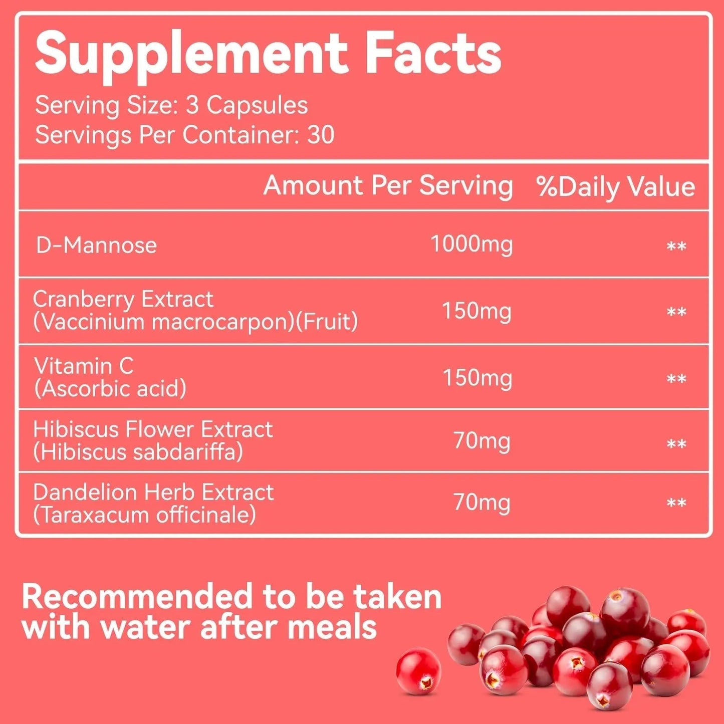 EAZGOO D-Mannose Supplement – 1000mg Capsules with Cranberry, Vitamin C, Hibiscus & Dandelion Extract, Support Urinary Health, D Mannose & Cranberry Capsules, 90 Count(Pack of 2) - dailyvitalstore