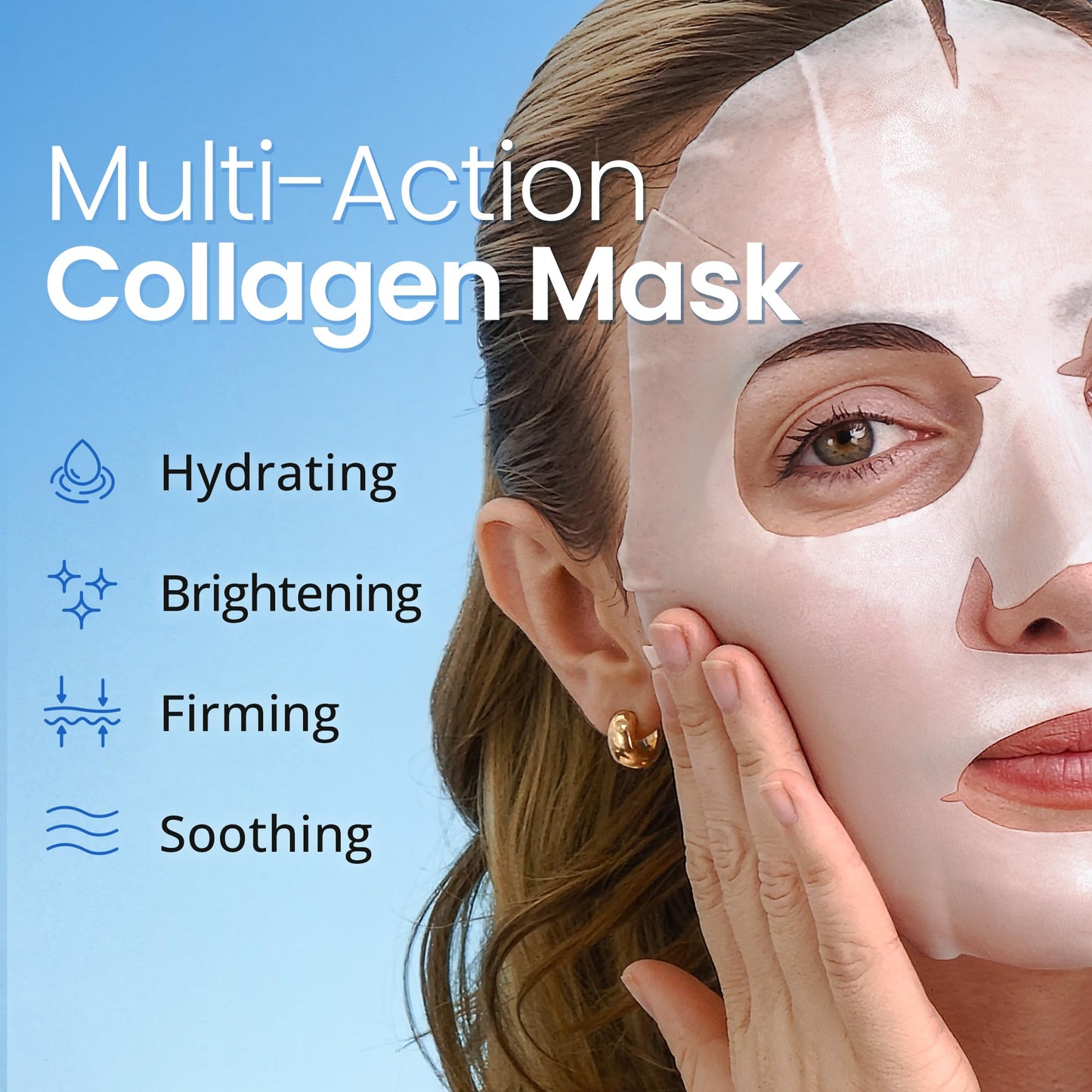 Ebanel 10 Pack Collagen Face Mask with Hyaluronic Acid, Vitamin C, Peptide, Aloe, Instant Brightening Hydrating Face Masks Skincare Korean Sheet Mask, Skin Firming, Lifting Anti Aging Facial Masks - dailyvitalstore