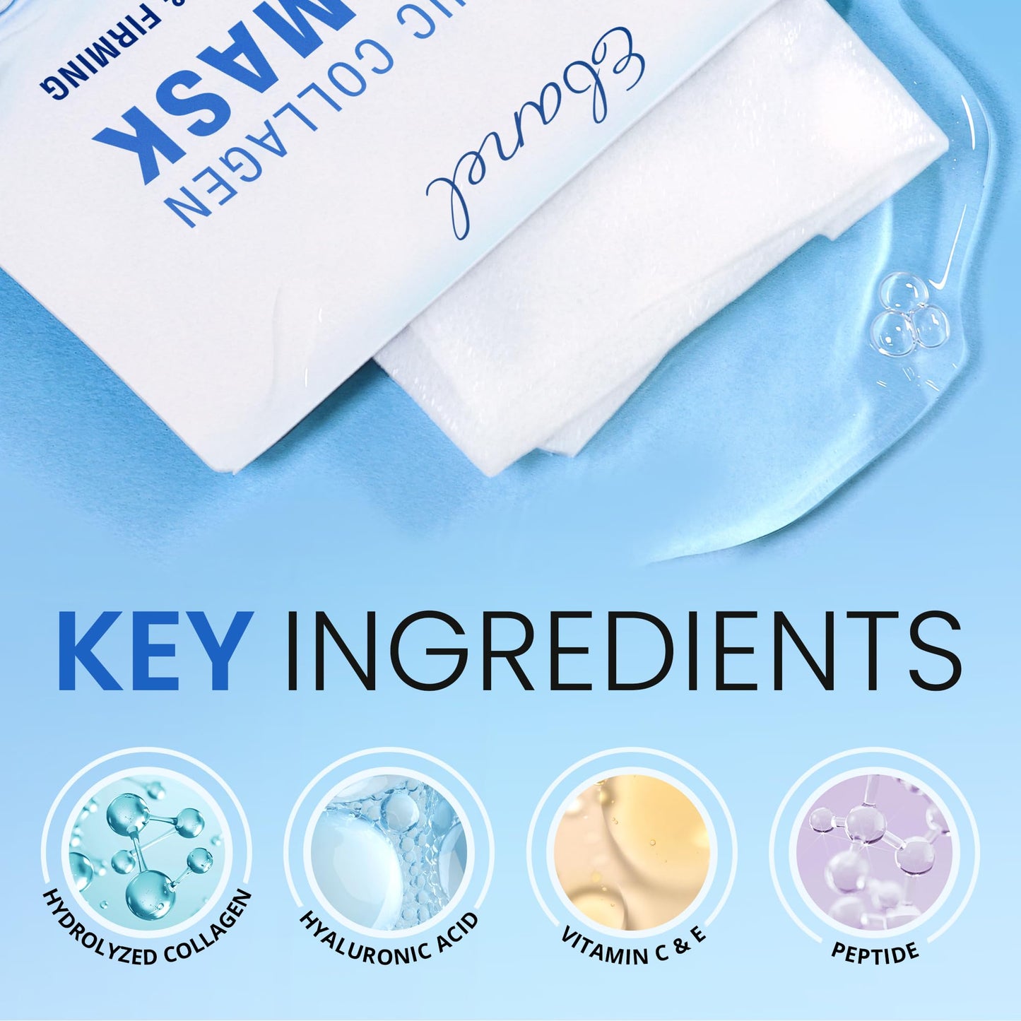 Ebanel 10 Pack Collagen Face Mask with Hyaluronic Acid, Vitamin C, Peptide, Aloe, Instant Brightening Hydrating Face Masks Skincare Korean Sheet Mask, Skin Firming, Lifting Anti Aging Facial Masks - dailyvitalstore