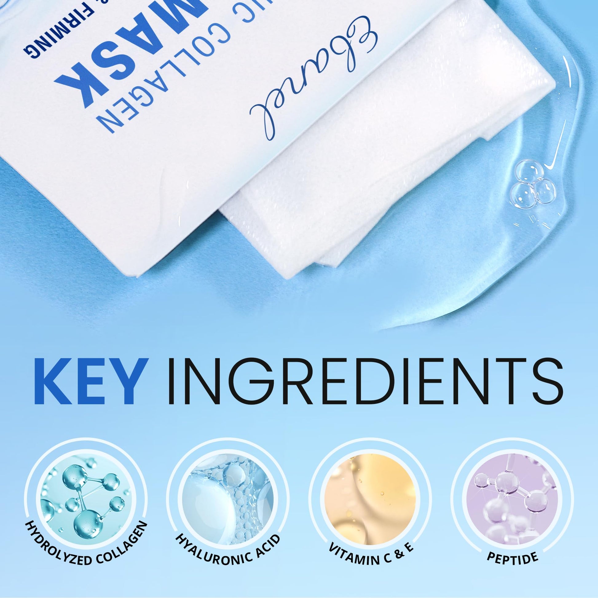 Ebanel 10 Pack Collagen Face Mask with Hyaluronic Acid, Vitamin C, Peptide, Aloe, Instant Brightening Hydrating Face Masks Skincare Korean Sheet Mask, Skin Firming, Lifting Anti Aging Facial Masks - dailyvitalstore