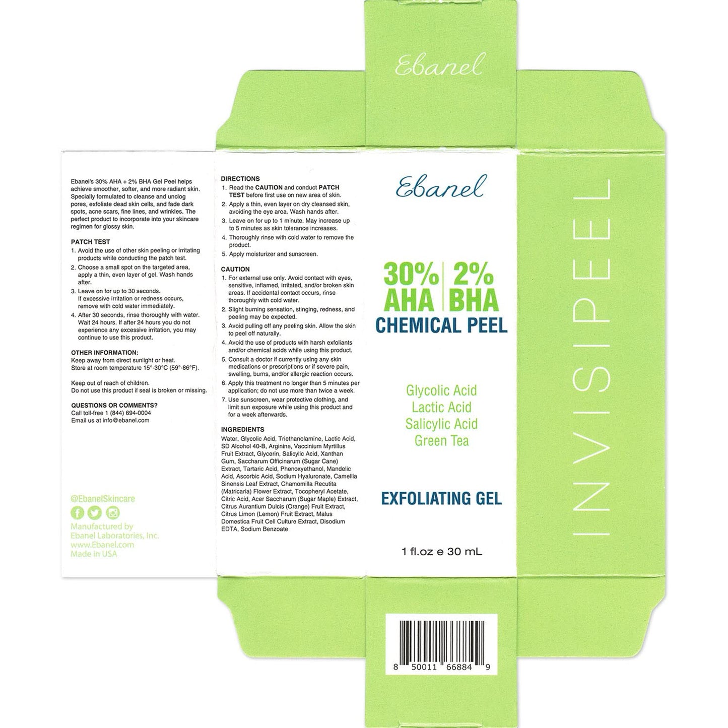 Ebanel 30% AHA 2% BHA Chemical Peel & 2.5% Retinol Cream Moisturizer for Face - Removes Acne Scars, Dark Spots, Wrinkles & Brightens Skin - dailyvitalstore