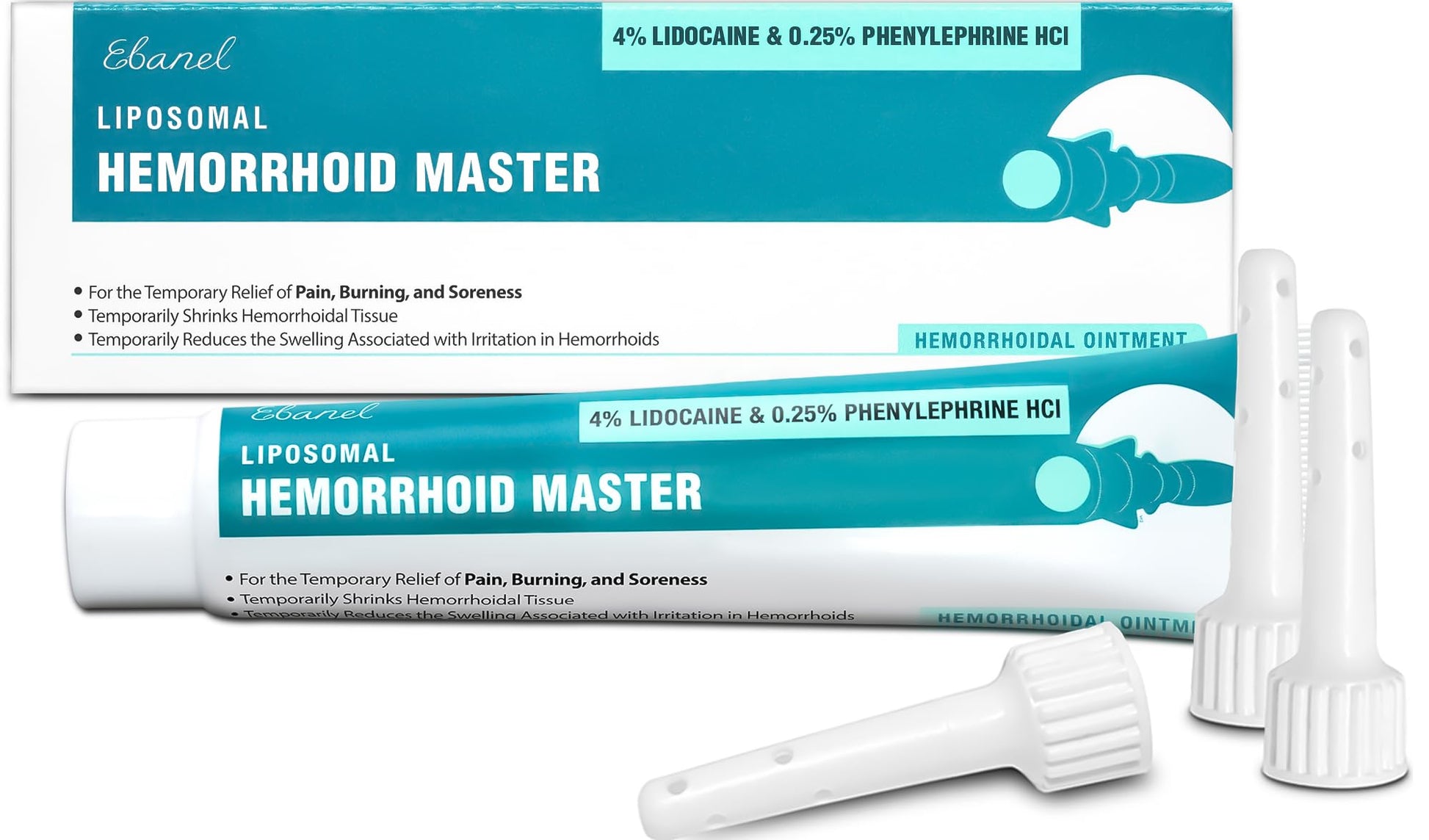 Ebanel 4% Lidocaine Hemorrhoid Treatment Ointment with Phenylephrine, Witch Hazel, Vitamin B6, Zinc Oxide, Frankincense, External and Internal Hemorrhoids Treatment Burn Itch Pain Relief Anal Cream - dailyvitalstore