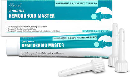 Ebanel 4% Lidocaine Hemorrhoid Treatment Ointment with Phenylephrine, Witch Hazel, Vitamin B6, Zinc Oxide, Frankincense, External and Internal Hemorrhoids Treatment Burn Itch Pain Relief Anal Cream - dailyvitalstore