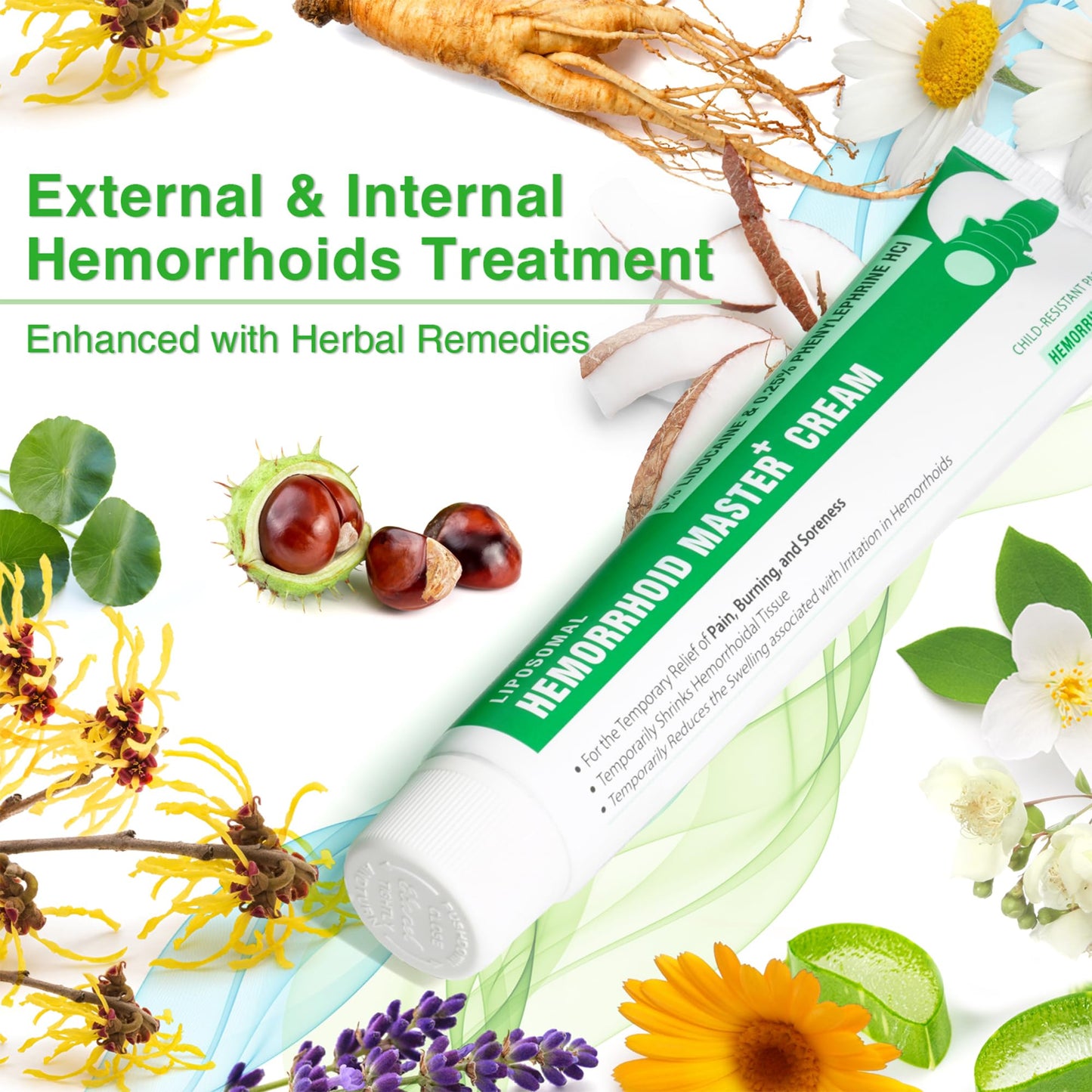 Ebanel 5% Lidocaine Hemorrhoid Treatment Cream with Witch Hazel, Phenylephrine, Horse Chestnut, Vitamin B6, Zinc Oxide, External and Internal Hemorrhoids Treatment Burn Itch Pain Relief Anal Cream - dailyvitalstore