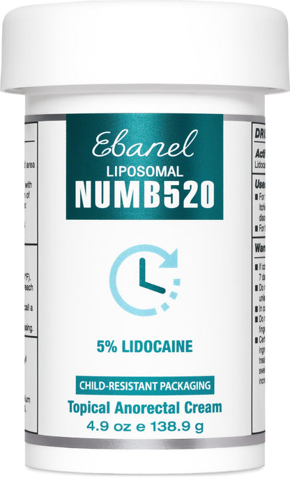 Ebanel 5% Lidocaine Numbing Cream, Pain Relief Burn Itch Cream, Maximum Strength Topical Anesthetic with Allantoin, Vitamin E for Local and Anorectal Uses, Hemorrhoid Treatment, 4.9 Oz - dailyvitalstore