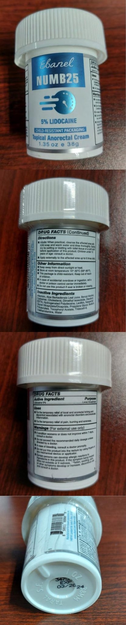 Ebanel 5% Lidocaine Numbing Cream, Pain Relief Burn Itch Numb Cream, Maximum Strength Numb25 Topical Anesthetic with Allantoin, Vitamin E for Local and Anorectal Uses, Hemorrhoid Treatment, 1.35 Oz - dailyvitalstore