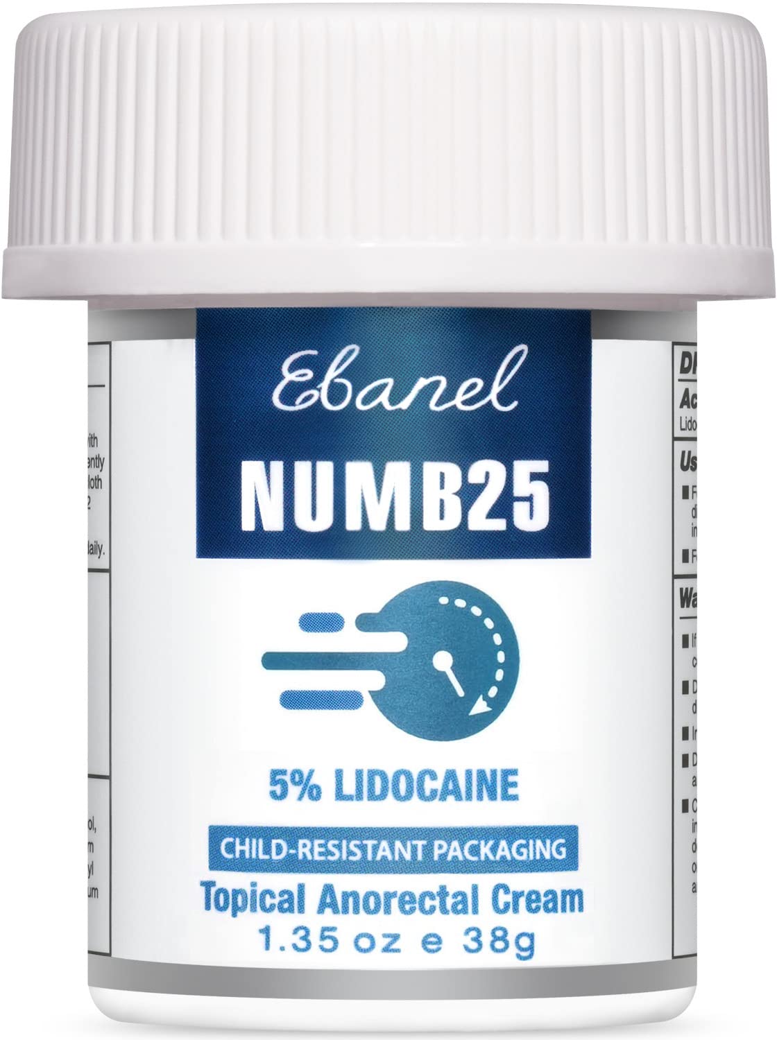 Ebanel 5% Lidocaine Numbing Cream, Pain Relief Burn Itch Numb Cream, Maximum Strength Numb25 Topical Anesthetic with Allantoin, Vitamin E for Local and Anorectal Uses, Hemorrhoid Treatment, 1.35 Oz - dailyvitalstore