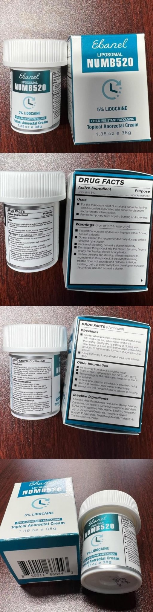 Ebanel 5% Lidocaine Numbing Cream, Pain Relief Burn Itch Numb Cream, Maximum Strength Topical Anesthetic with Allantoin, Vitamin E for Local and Anorectal Uses, Hemorrhoid Treatment, 1.35 Oz - dailyvitalstore