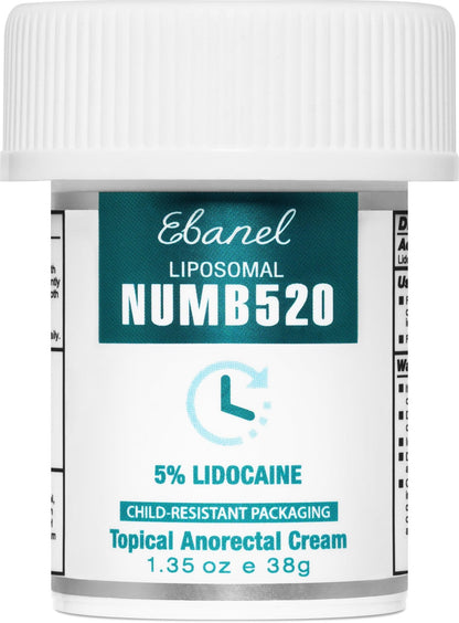 Ebanel 5% Lidocaine Numbing Cream, Pain Relief Burn Itch Numb Cream, Maximum Strength Topical Anesthetic with Allantoin, Vitamin E for Local and Anorectal Uses, Hemorrhoid Treatment, 1.35 Oz - dailyvitalstore
