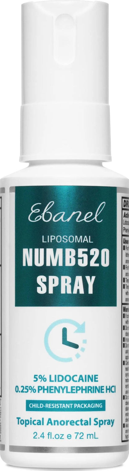 Ebanel 5% Lidocaine Spray Pain Relief Numb520 Burn Itch Relief Numbing Spray for Skin, Topical Anesthetic Postpartum Hemorrhoid Treatment with Phenylephrine for Local and Anorectal Uses - dailyvitalstore