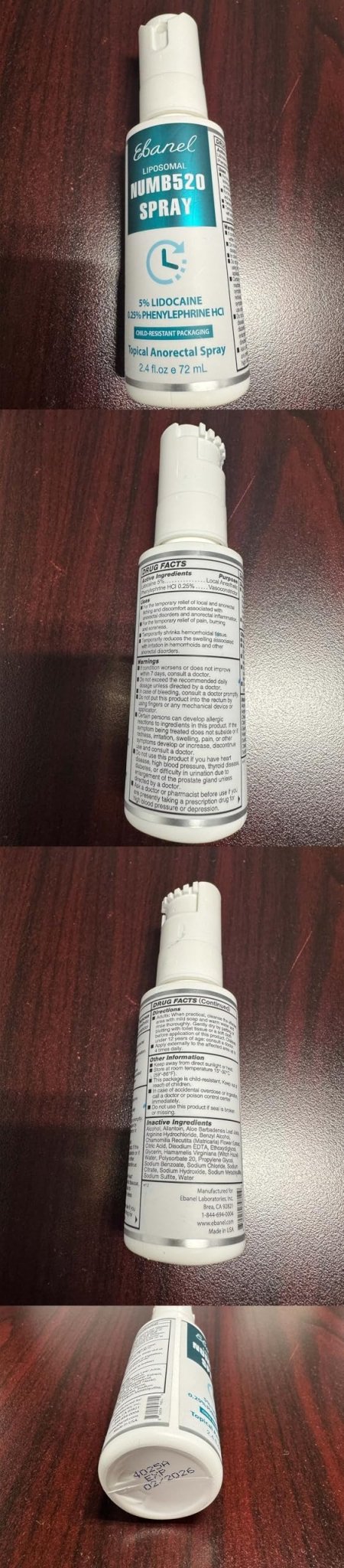 Ebanel 5% Lidocaine Spray Pain Relief Numb520 Burn Itch Relief Numbing Spray for Skin, Topical Anesthetic Postpartum Hemorrhoid Treatment with Phenylephrine for Local and Anorectal Uses - dailyvitalstore