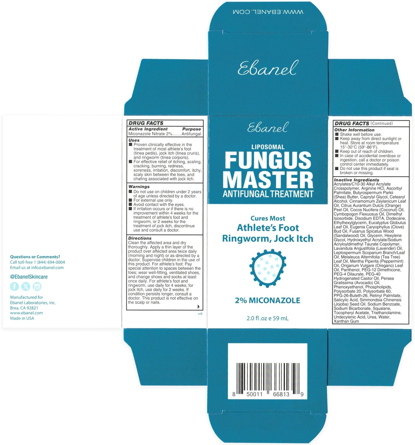 Ebanel Antifungal Cream Miconazole Athletes Foot Treatment, Cures Fungal Infection Leading to Nail Fungus, Jock Itch Cream with Undecylenic Acid, Tea Tree & Manuka Oil, Fast Itch Relief for Ringworm - dailyvitalstore