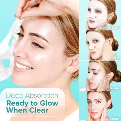 Ebanel Bio Collagen Face Mask, 4-Pack Hydrating Face Masks with 7 Peptides, Hyaluronic Acid, Niacinamide, Centella, Rose Water, Ceramide, and B5, Glass Skin Tightening and Lifting Korean Sheet Masks - dailyvitalstore