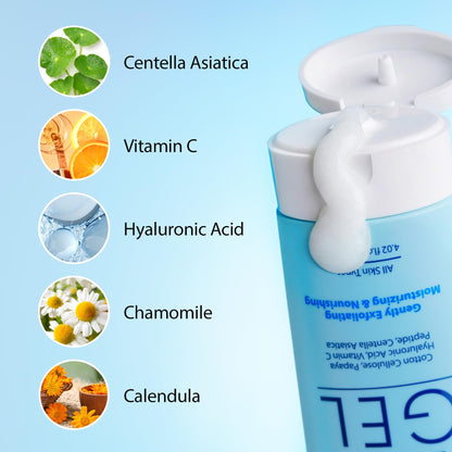 Ebanel Brightening Peeling Gel with Cotton Cellulose, Rice, Papaya, Centella, Hyaluronic Acid for Face and Body, Gentle Exfoliating Face Scrub Gel Peel Wash, Deep Pore Cleanser Minimizer Exfoliator - dailyvitalstore